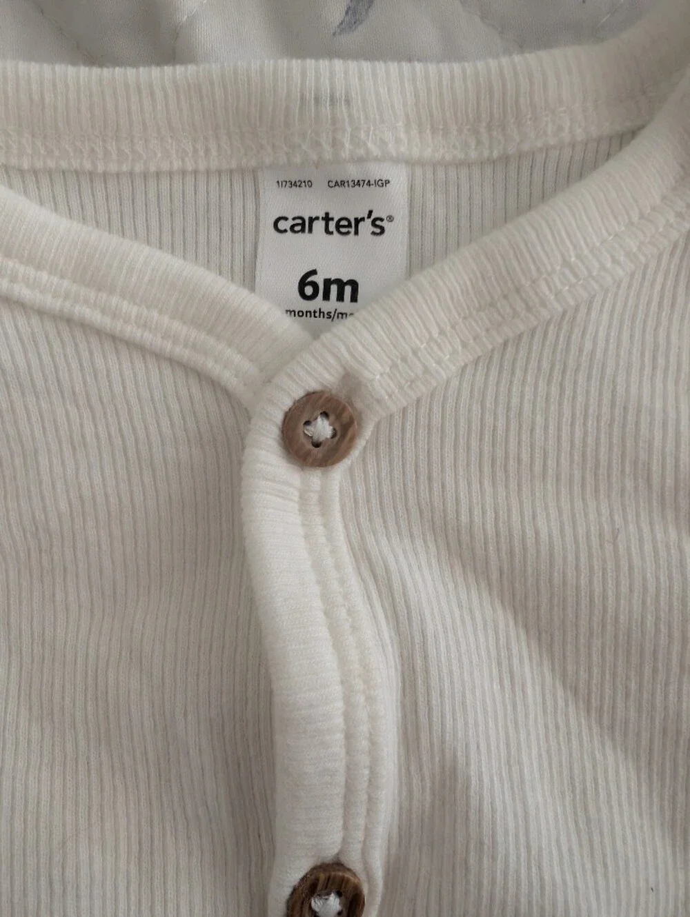 White Ribbed Cotton Kids Pajama Set - Long Sleeve Button Top & Pants